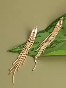 SOHI Gold-Plated Contemporary Drop Earrings