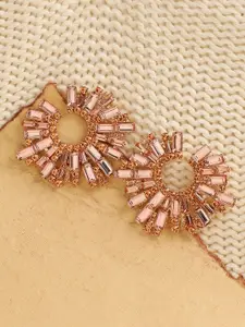 SOHI Rose Gold Contemporary Studs Earrings