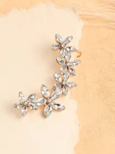 SOHI Gold Plated Contemporary Ear Cuff Earrings