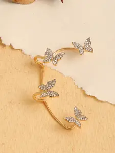 SOHI White Gold-Plated Contemporary Studs Earrings