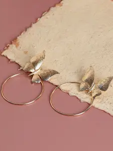 SOHI Gold-Toned Contemporary Hoop Earrings