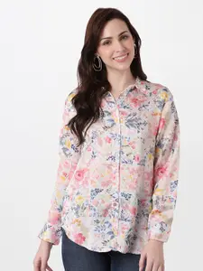 AND Multicoloured Floral Print Mandarin Collar Shirt Style Top