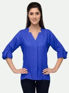 PATRORNA Women Blue Comfort Solid Casual Shirt