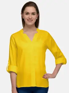 PATRORNA Women Mustard Yellow Comfort Casual Shirt