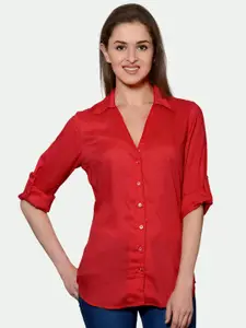 PATRORNA Women Red Comfort Solid Casual Shirt