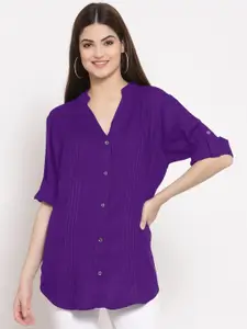 PATRORNA Plus Size Women Purple Comfort Casual Shirt