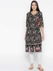 Anouk Women Black Printed A-Line Kurta