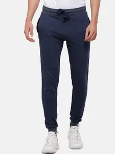 MADSTO Men Navy-Blue Solid Cotton Joggers