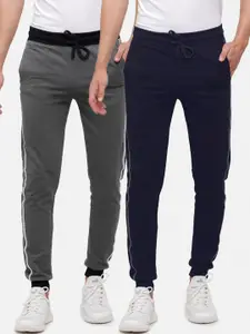 MADSTO Men Pack Of 2 Navy Blue & Grey Cotton Joggers