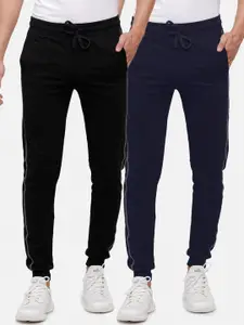 MADSTO Men Pack Of 2 Black & Navy Blue Joggers