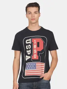 U.S. Polo Assn. Denim Co.Men Blue Typography Printed Cotton T-shirt