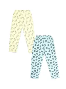V-Mart VMart Girls Pack of 2 Yellow & Blue Printed Cotton Lounge Pants
