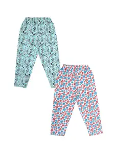 V-Mart Girls Pack Of 2 Printed Cotton Single Jersey Lounge Pants