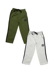 V-Mart Boys Pack Of 2 Green & Grey Solid Lounge Pants