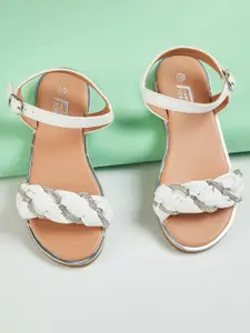 Fame Forever by Lifestyle Girls White Embellished Open Toe Flats