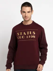 Status Quo Men Red Printed Sweatshirt
