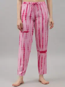 Shararat Women Pink Tie - Dye Lounge Pants