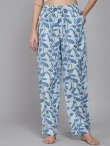 Shararat Women Blue Printed Cotton Lounge Pants