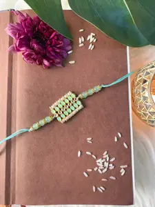 I Jewels Green Pearl Beaded Rakhi Bracelet