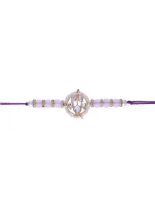 I Jewels Pink & Gold-Toned Stone-Studded Bracelet Rakhi
