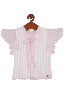 Tiny Girl Pink Striped Tie-Up Neck Top