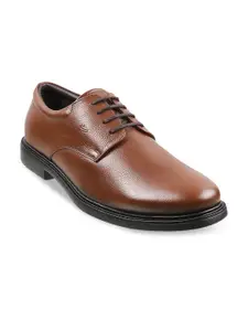 DAVINCHI Men Tan Brown Solid Leather Formal Oxford Shoes