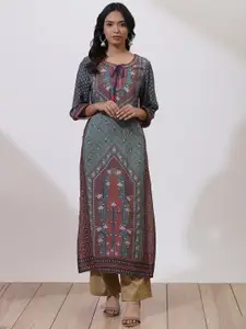 Lakshita Women Blue Floral Kurta with Sequins & Embroidery