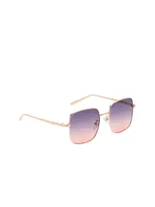 FEMINA FLAUNT Women Pink Lens & Gold-Toned Square Sunglasses with UV Protected Lens
