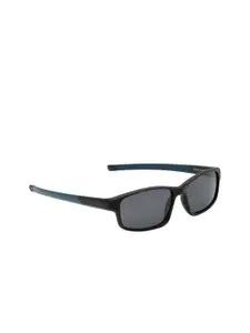 KOSCH ELEMENTE Men Grey Lens & Black Rectangle Sunglasses with Polarised Lens