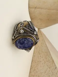 SANGEETA BOOCHRA Gold-Toned Sterling Silver Onyx Studded Finger Ring