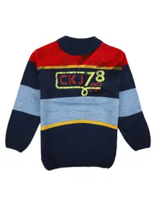 V-Mart Boys Navy Blue Printed Sweatshirt