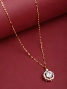 VOGUE PANASH Gold-Plated Silver CZ Stone Studded Pendant With Chain
