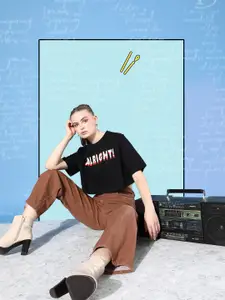 DressBerry Women Dusty Brown Flared Fit Stretchable Preppy College Cool Y2K Fits Jeans