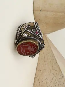 SANGEETA BOOCHRA Gold-Toned Onyx Studded Finger Ring