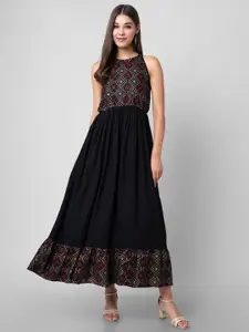 PURSHOTTAM WALA Black Floral Maxi Dress