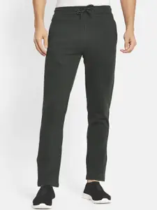 Octave Men Olive-Green Solid Cotton Track Pants