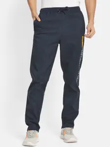 Octave Men Navy Blue Solid Cotton Track Pants