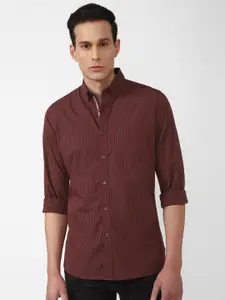 Van Heusen Sport Men Maroon Slim Fit Grid Tattersall Checks Checked Casual Shirt