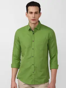 Van Heusen Sport Men Green Solid Cotton Slim Fit Casual Shirt