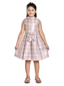 Peppermint Girls Pink Checked Jacquard Dress
