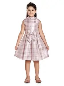 Peppermint Kids Girls Pink Checked Jacquard Dress