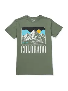 Gini and Jony Boys Olive Green Raw Edge T-shirt
