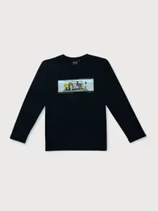 Gini and Jony Boys Black Printed Cotton T-shirt