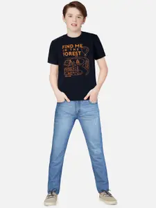 Gini and Jony Kids-Boys Black Raw Edge T-shirt