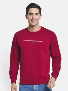 Octave Men Maroon Printed Sweatshirt