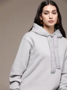 Calvin Klein Jeans Women Hooded Sweatshirt with Contrast Drawcords