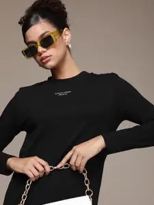 Calvin Klein Jeans Black Embroidered Brand Logo Sheath Dress
