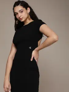 Calvin Klein Jeans Black Bodycon Backless Midi Dress