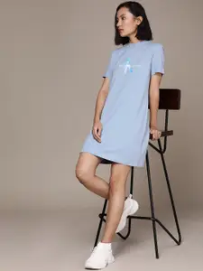 Calvin Klein Jeans Blue Mini T-shirt Dress with Printed Detail