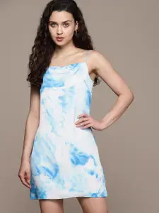 Calvin Klein Jeans Blue & White Tie and Dyed A-Line Dress